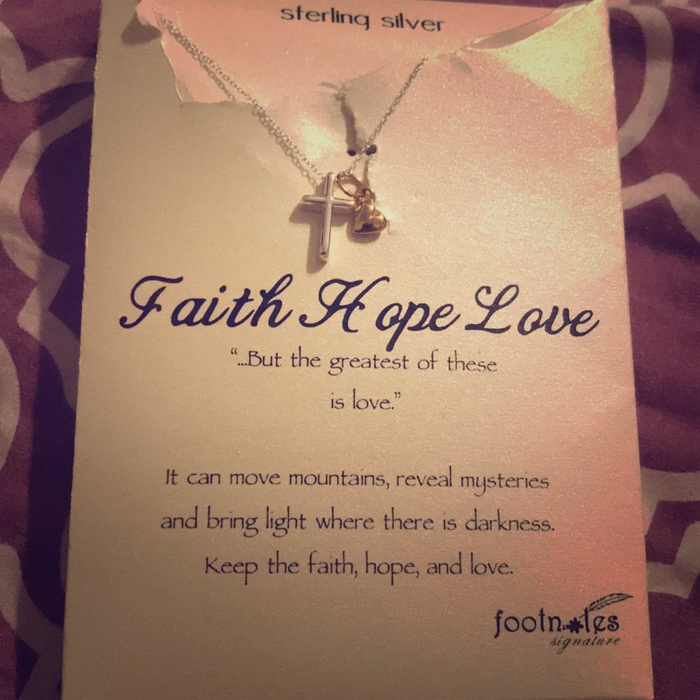 Beautiful Faith Hope Love Necklace Sterling Silver